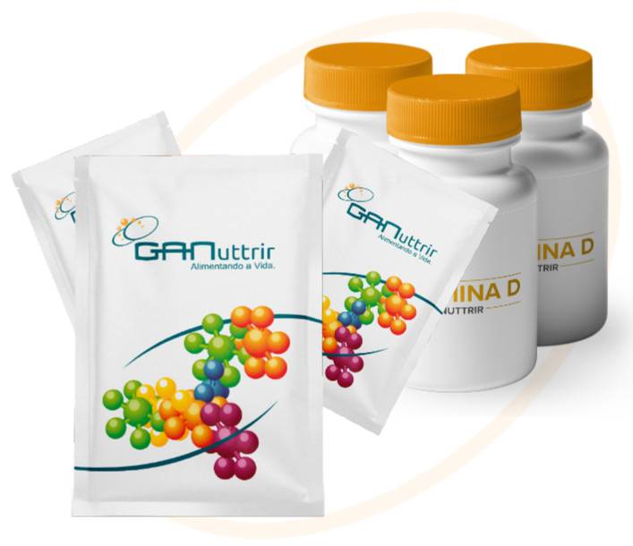 sachês e vitaminas